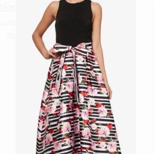 SLNY Fashion Striped/Floral Formal Dress